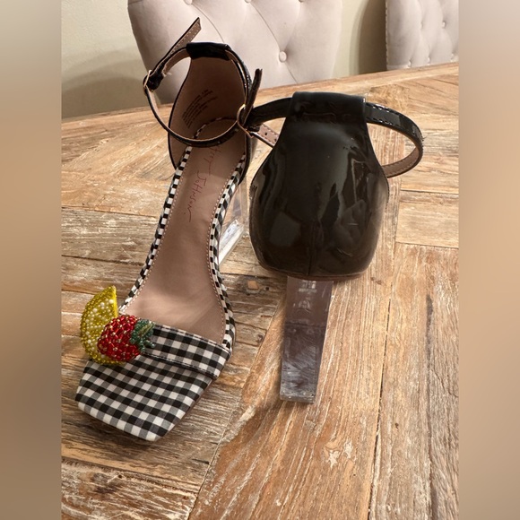 Betsey Johnson Gingham Heels with Fruit Accents - Picture 2 of 9
